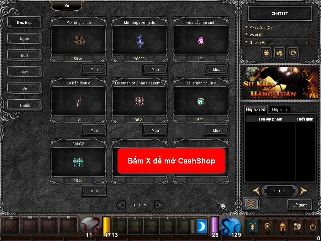 Chức năng chính của Game MU Phục Sinh Chức năng chính của Game MU Phục Sinh